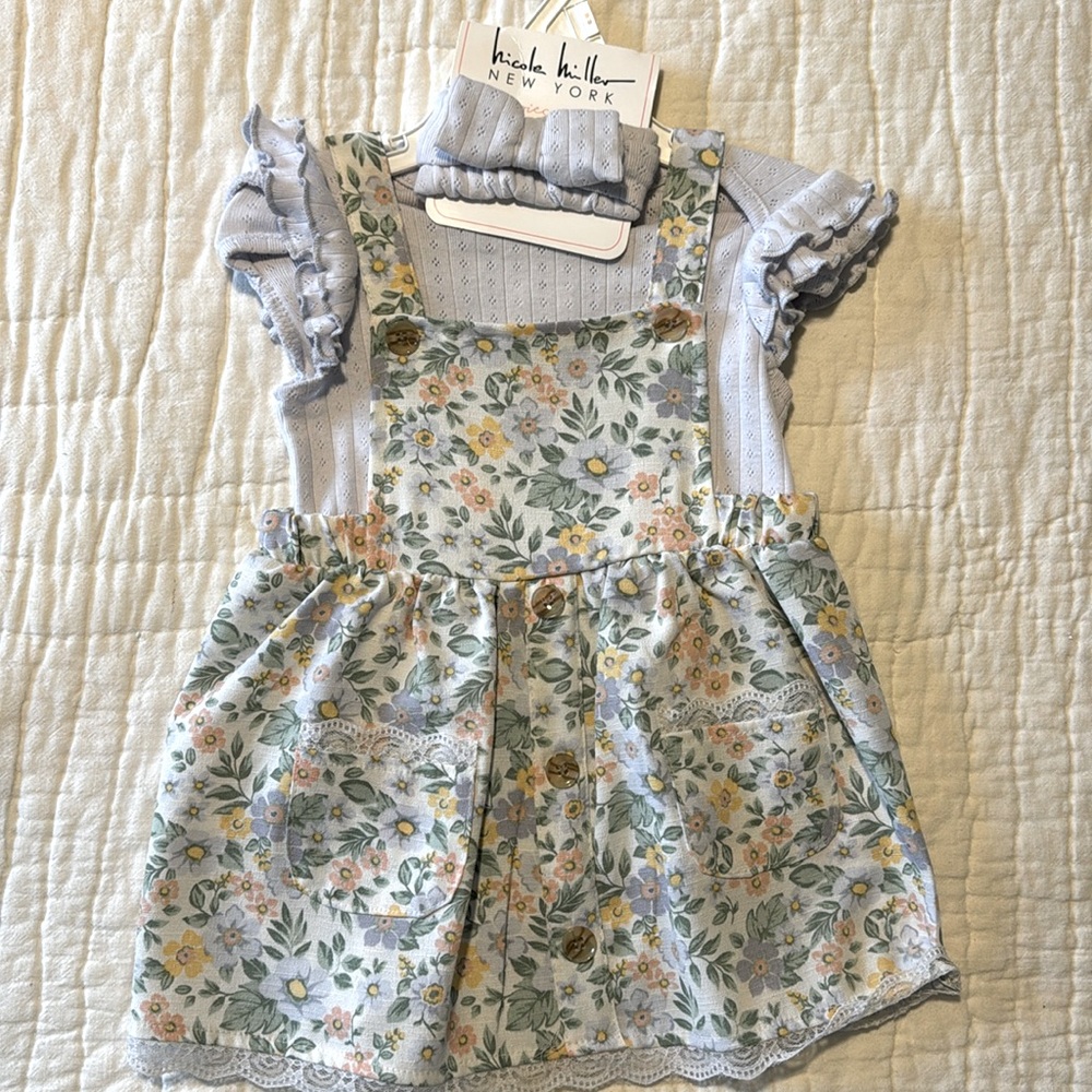 Nicole Miller flower dress & shirt outfit